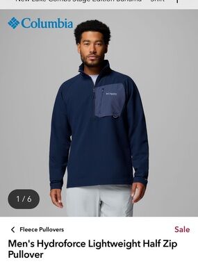 Columbia Men's Hydroforce Lightweight Half Zip Pullover size large